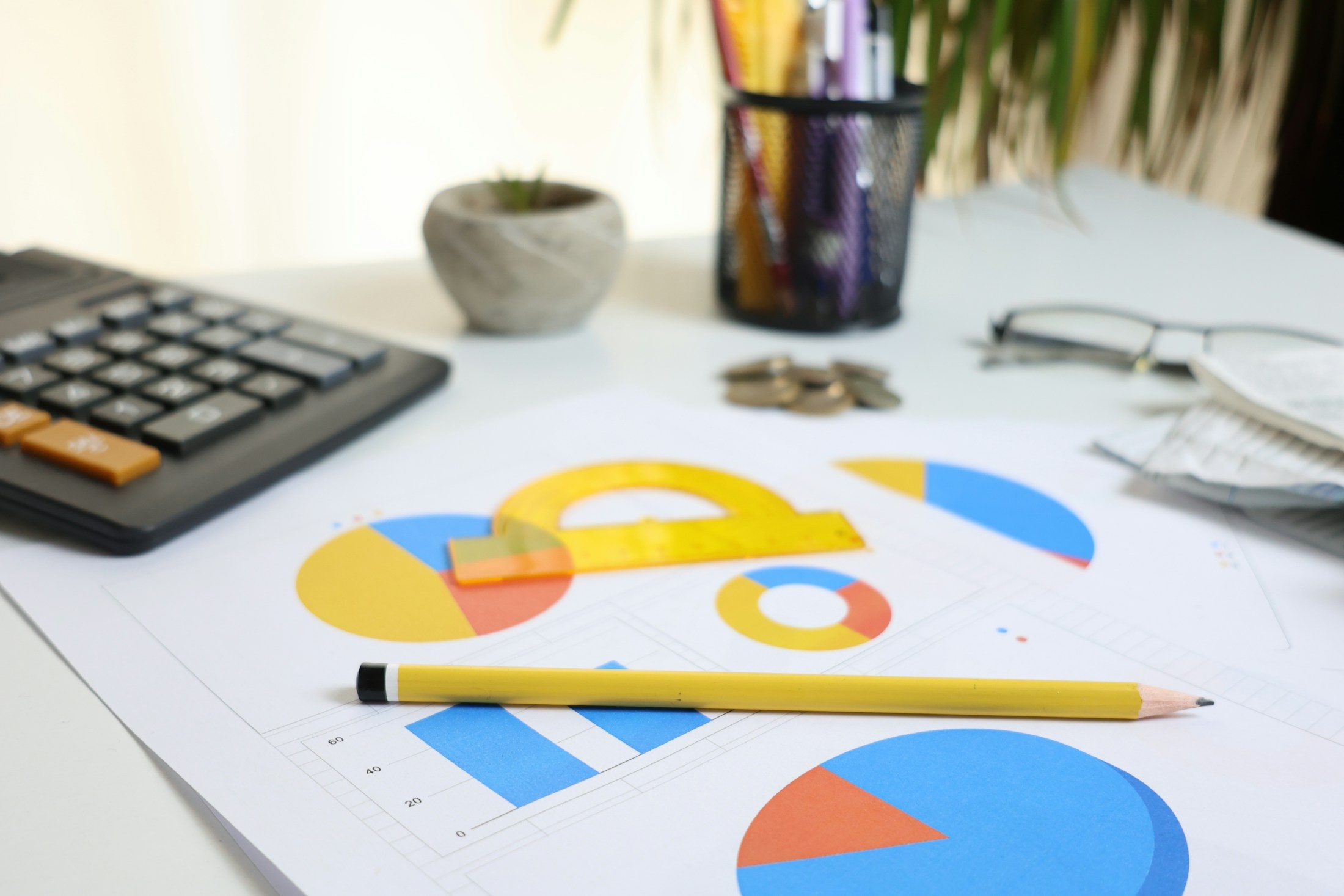 İş zekası raporları, grafik ve pasta diyagramları